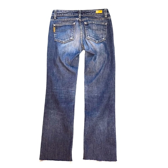 Paige Melrose Straight Leg Low Rise Blue Denim Jeans with Frayed Hem. Size 27 - Picture 3 of 10